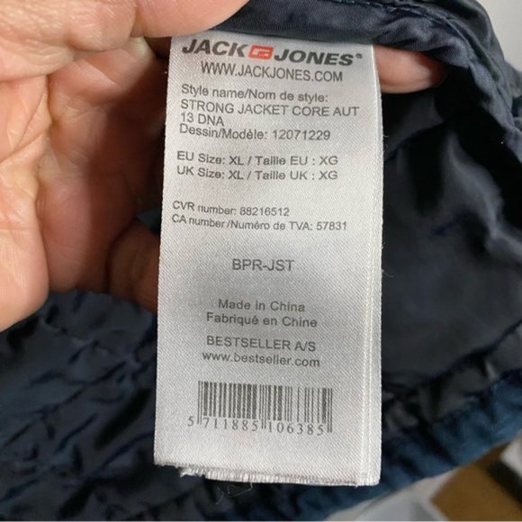 Jack & Jones Men's Blue Lightly Padded Workwear Jacket - Picture 10 of 13